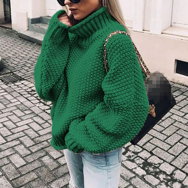 Damen Strickjacke mit Rollkragen zu Weihnachten in Grün