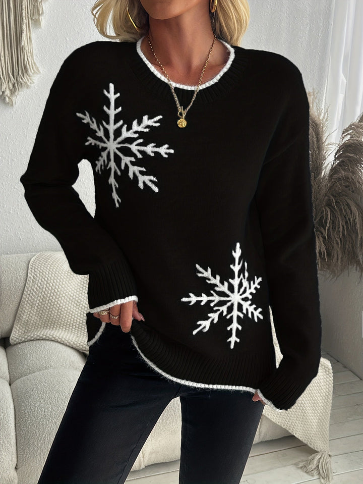 Damen Strickjacke mit Schneeflocken für Winter (10)