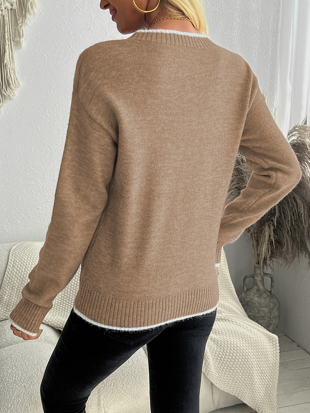 Damen Strickjacke mit Schneeflocken für Winter (15)