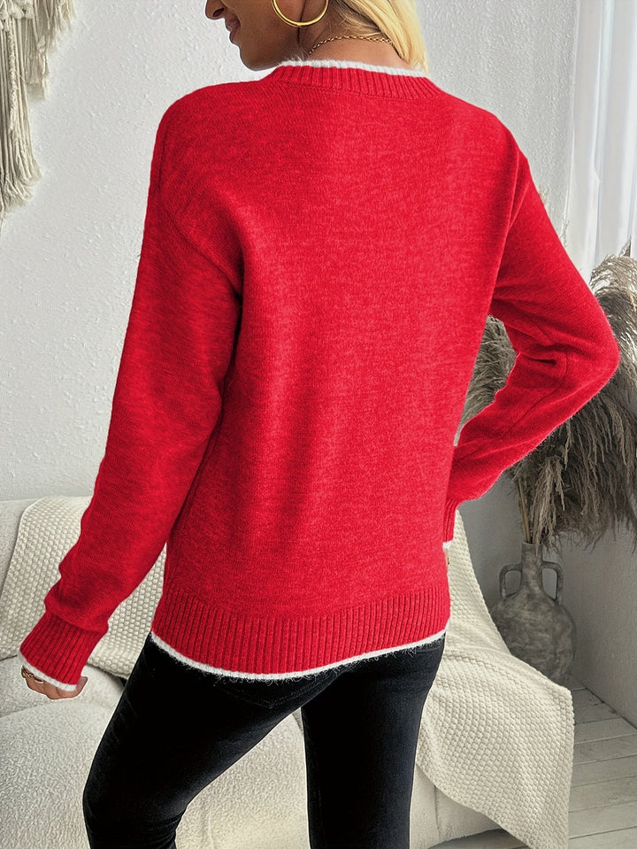 Damen Strickjacke mit Schneeflocken für Winter (21)