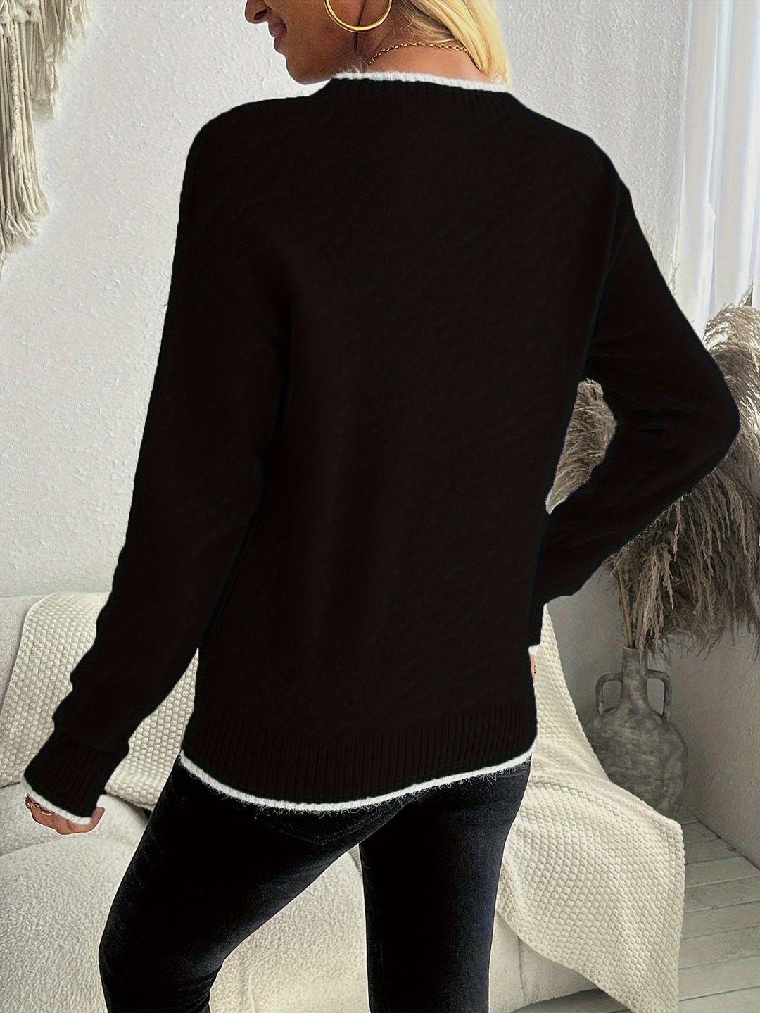 Damen Strickjacke mit Schneeflocken für Winter (9)