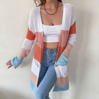 Ella | Damen Strickjacke mit Streifen und Taschen