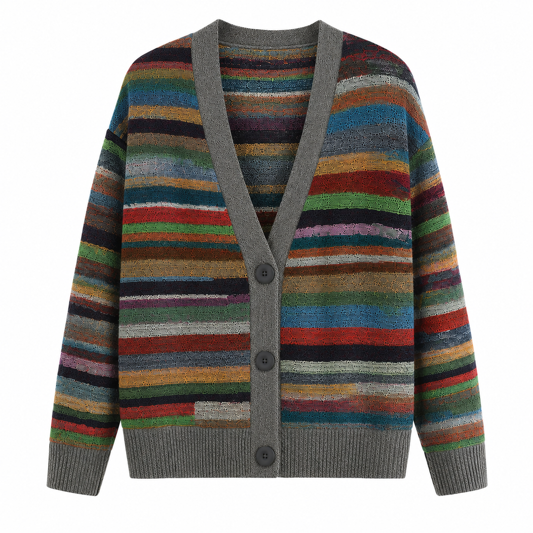 Damen Strickjacke mit Streifenmuster für Herbsttage (3)