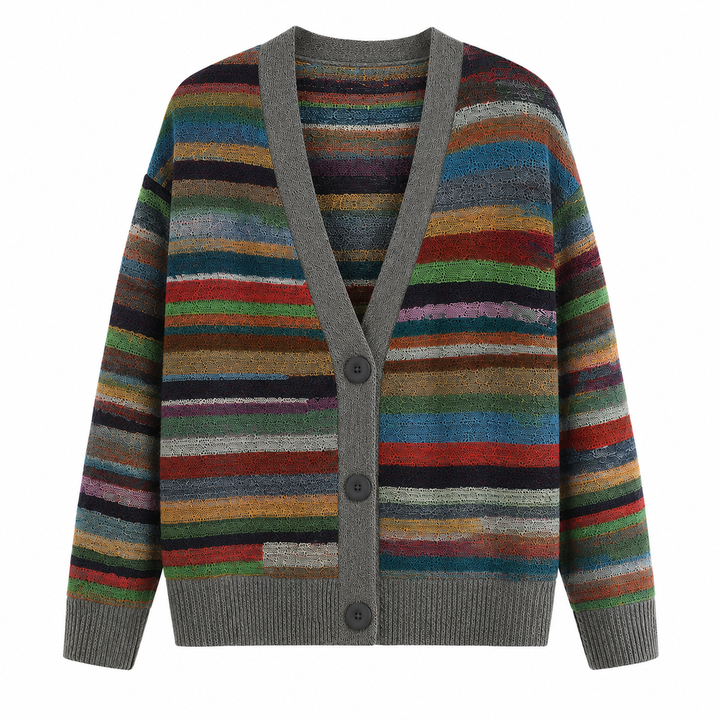 Damen Strickjacke mit Streifenmuster für Herbsttage (3)