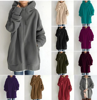 Damen Strickjacke Oversize mit Reißverschluss (2)