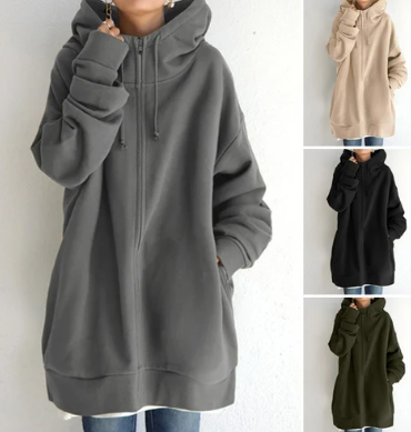 Damen Strickjacke Oversize mit Reißverschluss (3)