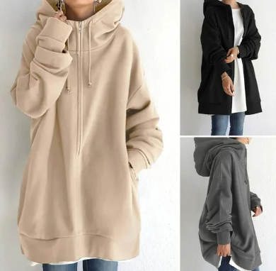 Damen Strickjacke Oversize mit Reißverschluss (4)