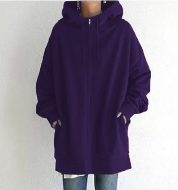 Damen Strickjacke Oversize mit Reißverschluss in Dunkellila