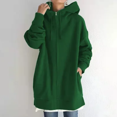 Damen Strickjacke Oversize mit Reißverschluss in Grün