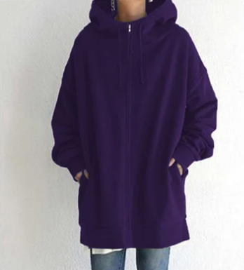 Damen Strickjacke Oversize mit Reißverschluss in Lila