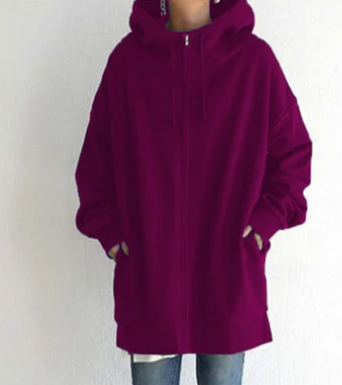 Damen Strickjacke Oversize mit Reißverschluss in Rosa