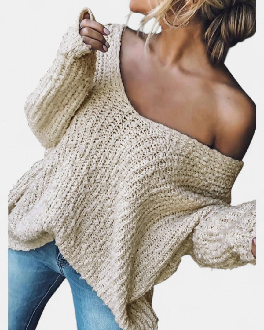 Damen Strickjacke Oversized aus Grobstrick in Aprikose