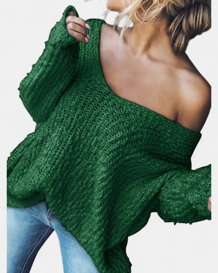 Damen Strickjacke Oversized aus Grobstrick in Dunkelgrün