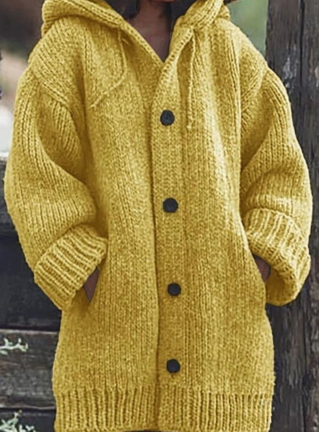 Damen Strickjacke Oversized aus Grobstrick für Herbst in Gelb