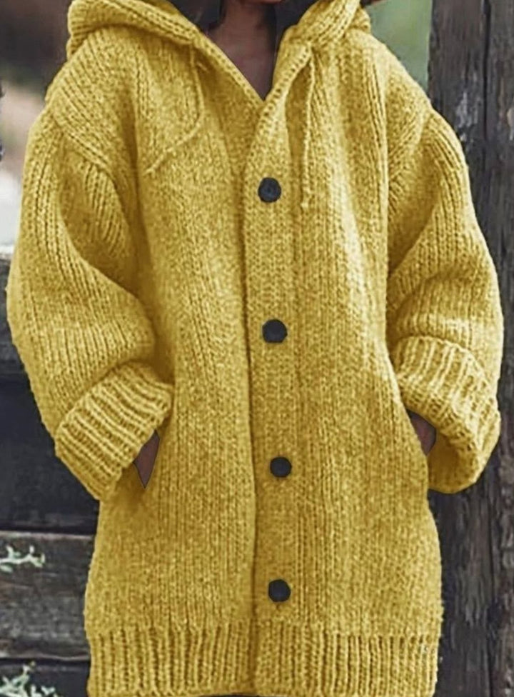 Damen Strickjacke Oversized aus Grobstrick für Herbst in Gelb