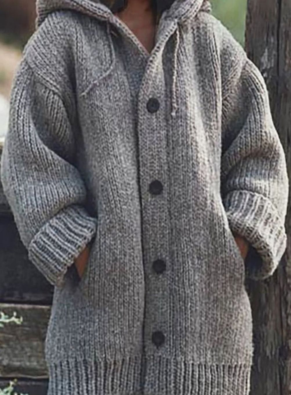 Damen Strickjacke Oversized aus Grobstrick für Herbst in Grau