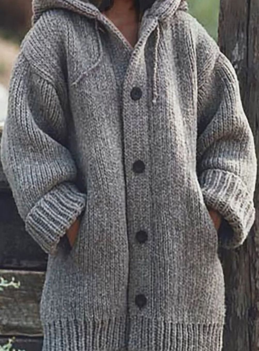 Damen Strickjacke Oversized aus Grobstrick für Herbst in Grau