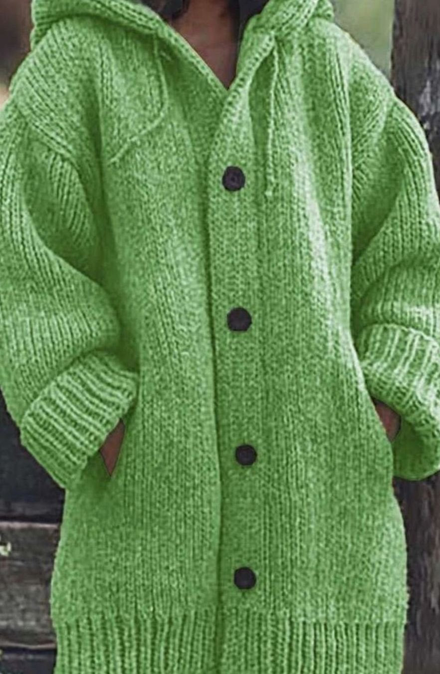 Damen Strickjacke Oversized aus Grobstrick für Herbst in Grün