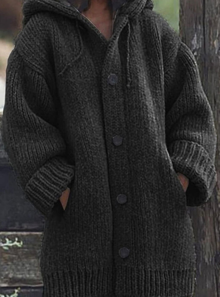 Damen Strickjacke Oversized aus Grobstrick für Herbst in Schwarz
