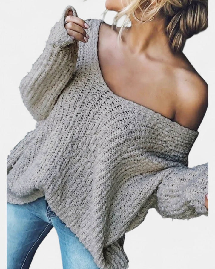 Damen Strickjacke Oversized aus Grobstrick in Grau
