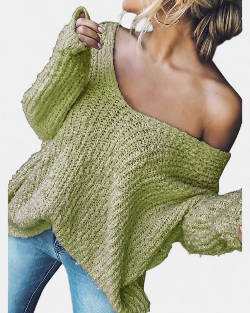 Damen Strickjacke Oversized aus Grobstrick in Grün