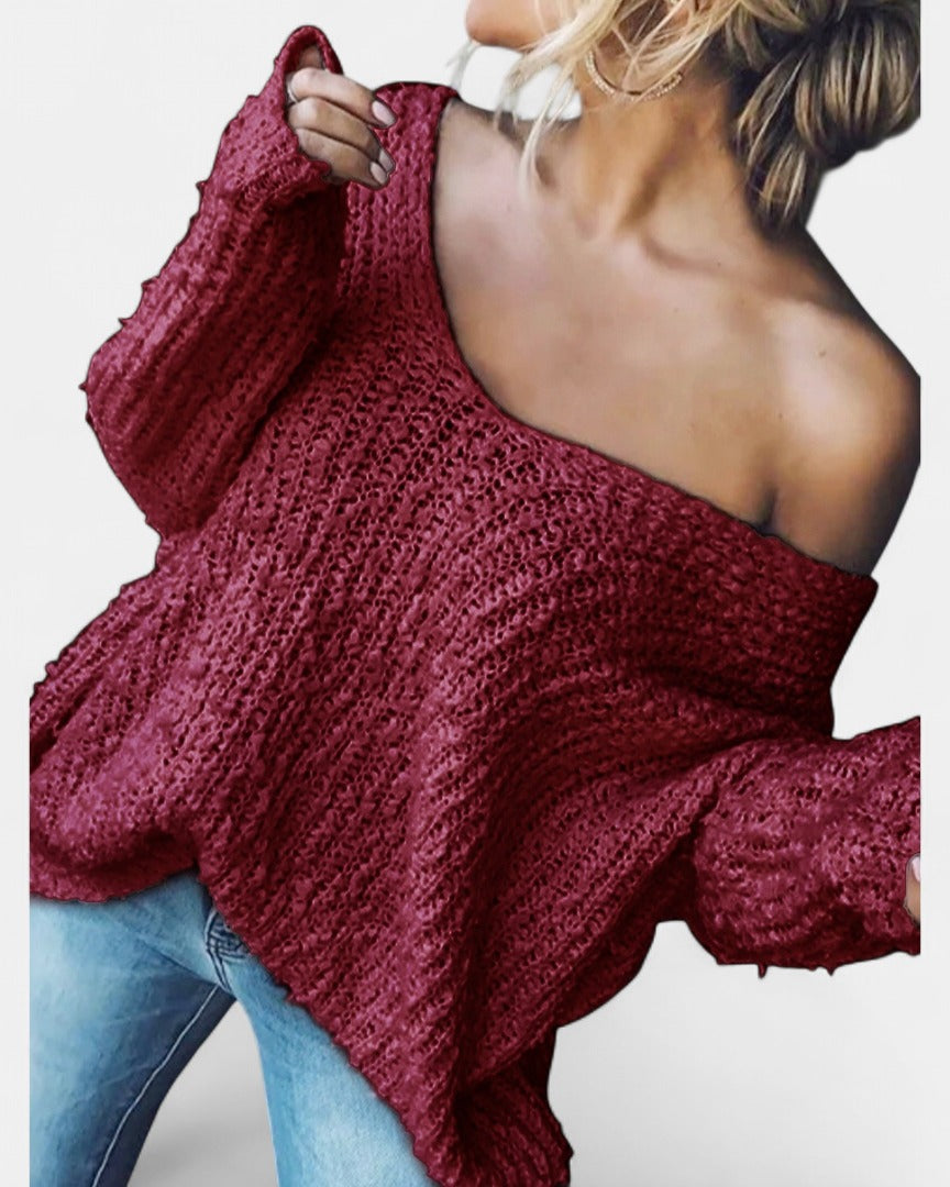 Damen Strickjacke Oversized aus Grobstrick in Rot