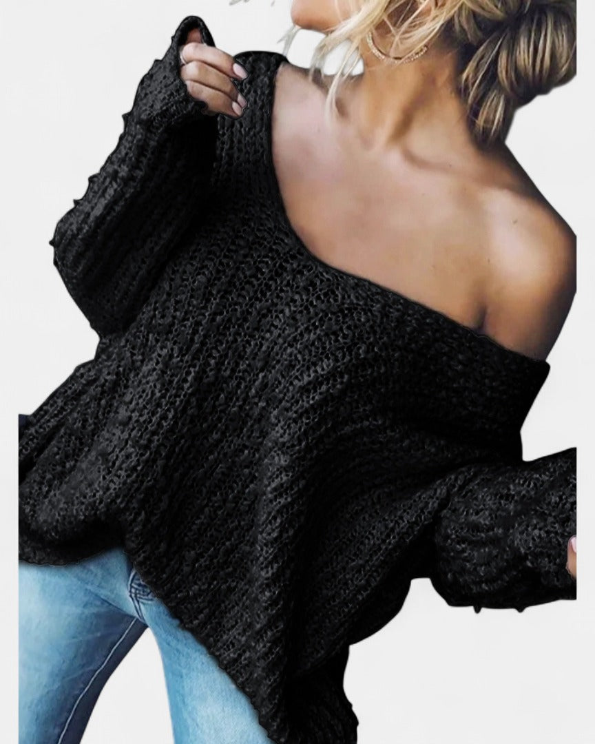 Damen Strickjacke Oversized aus Grobstrick in Schwarz