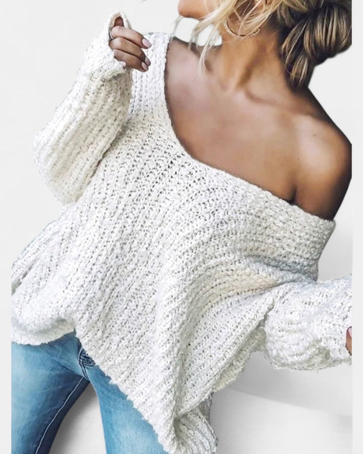 Damen Strickjacke Oversized aus Grobstrick in Weiß