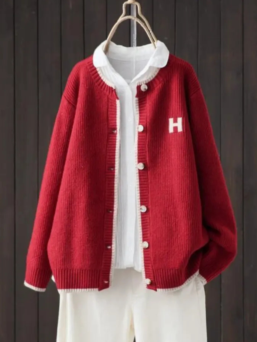 Damen Strickjacke Oversized für den Herbst in Rot