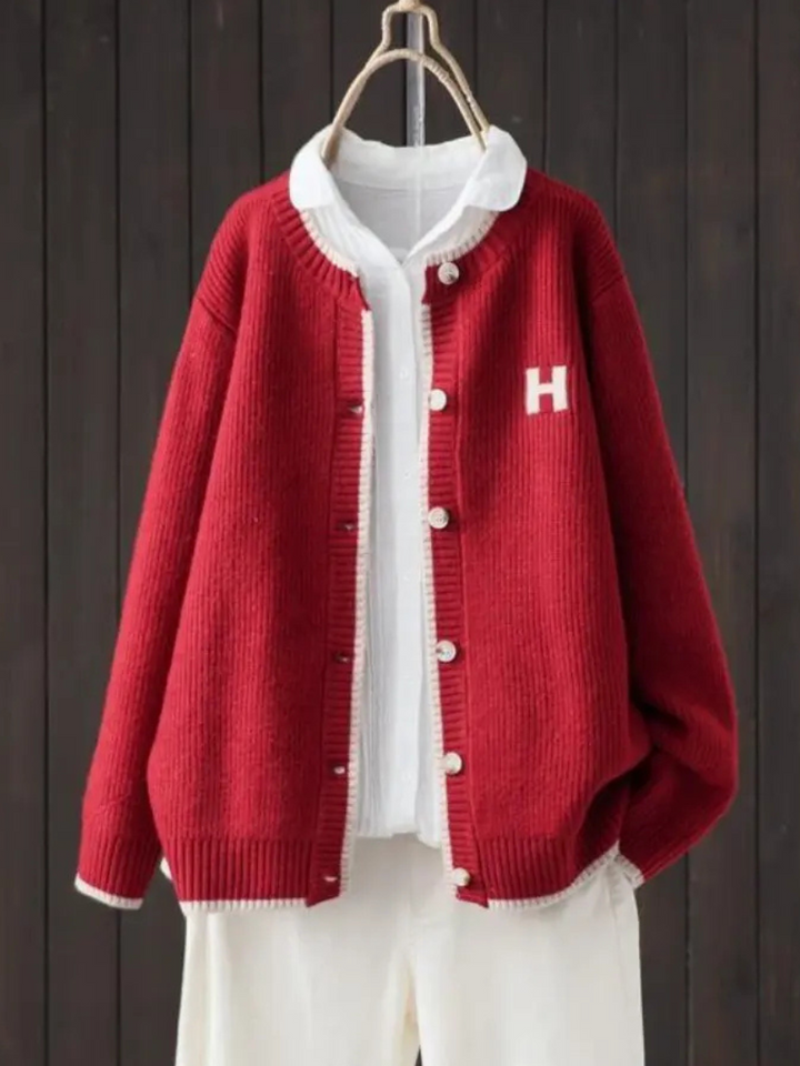 Damen Strickjacke Oversized für den Herbst in Rot