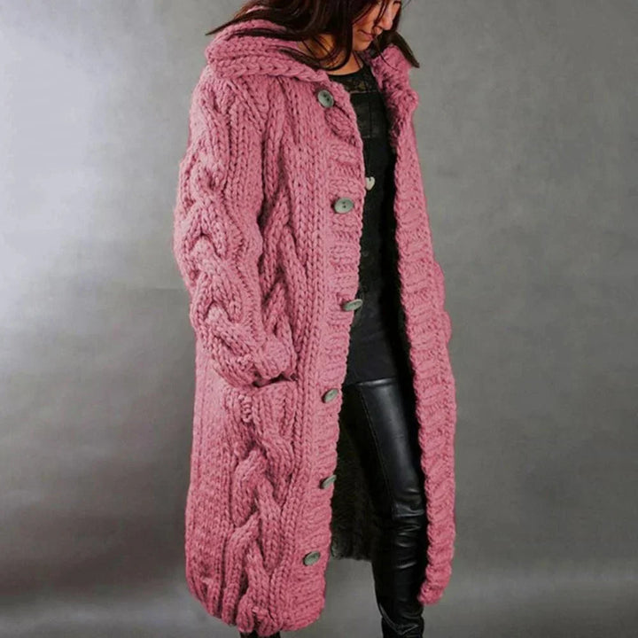 Damen Strickjacke Oversized im Zopfmuster in Rosa