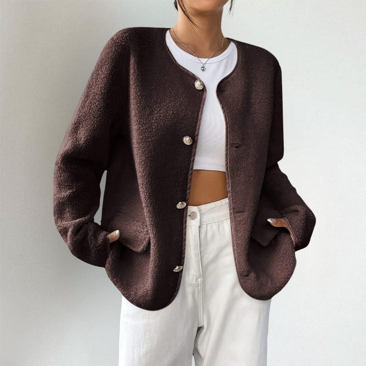 Damen Strickjacke Oversized Lange zum Layering in Dunkelbraun