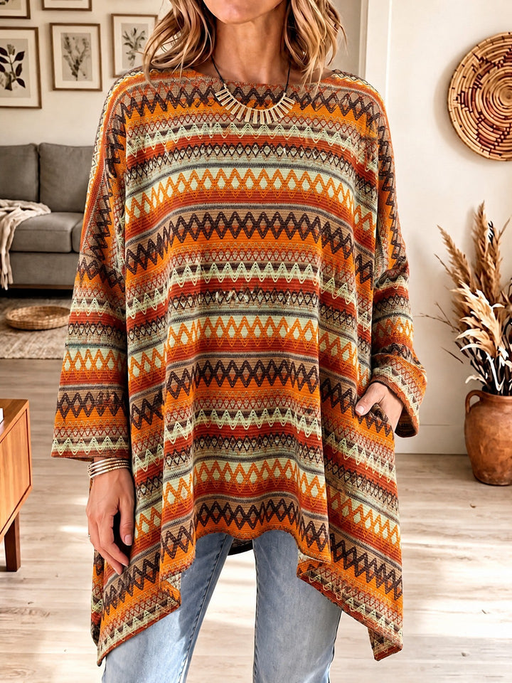 Damen Strickjacke Oversized mit Jacquard-Muster in Orange