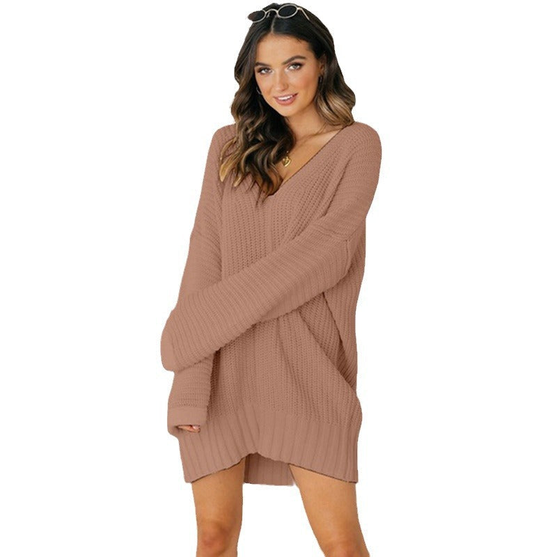 Damen Strickjacke Oversized V-Ausschnitt Longline (10)