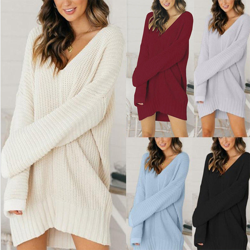 Damen Strickjacke Oversized V-Ausschnitt Longline (5)