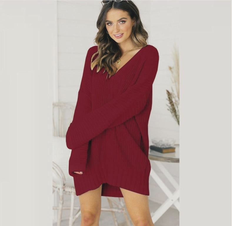 Damen Strickjacke Oversized V-Ausschnitt Longline (6)
