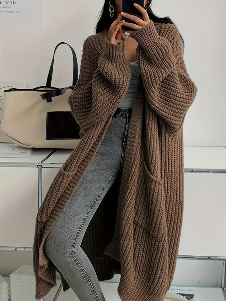 Damen Strickjacke Oversized zum Schichten in Braun