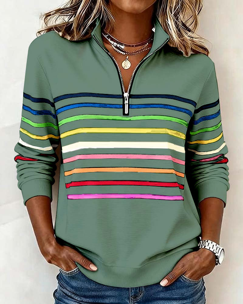 Damen Strickjacke Ringel-Design zum Schichten in Grün