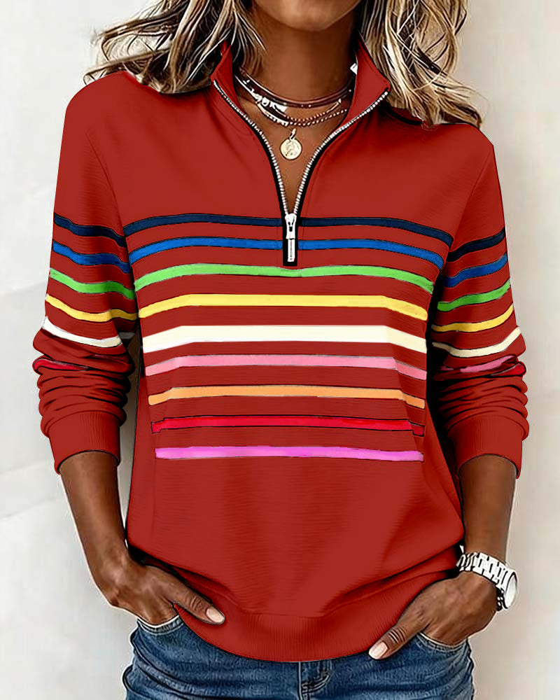 Damen Strickjacke Ringel-Design zum Schichten in Rot