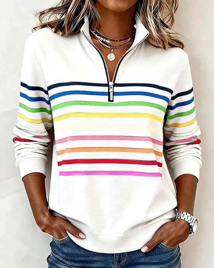 Damen Strickjacke Ringel-Design zum Schichten in Weiß