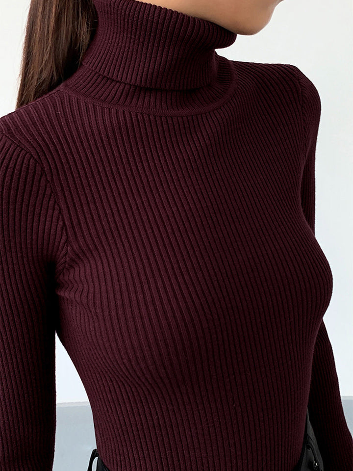 Damen Strickjacke Rollkragen Slim Minimaldesign für Winter (2)