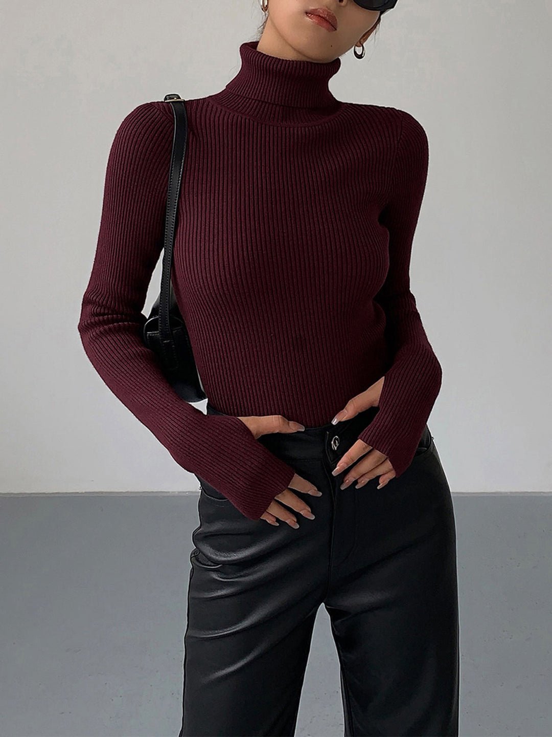 Damen Strickjacke Rollkragen Slim Minimaldesign für Winter (3)