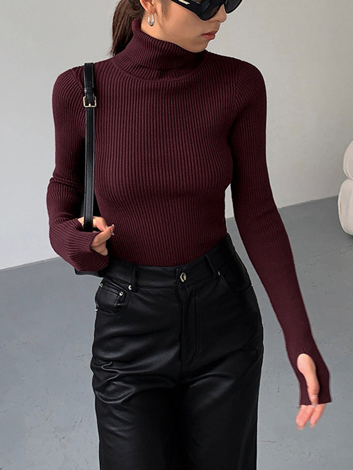 Damen Strickjacke Rollkragen Slim Minimaldesign für Winter (4)