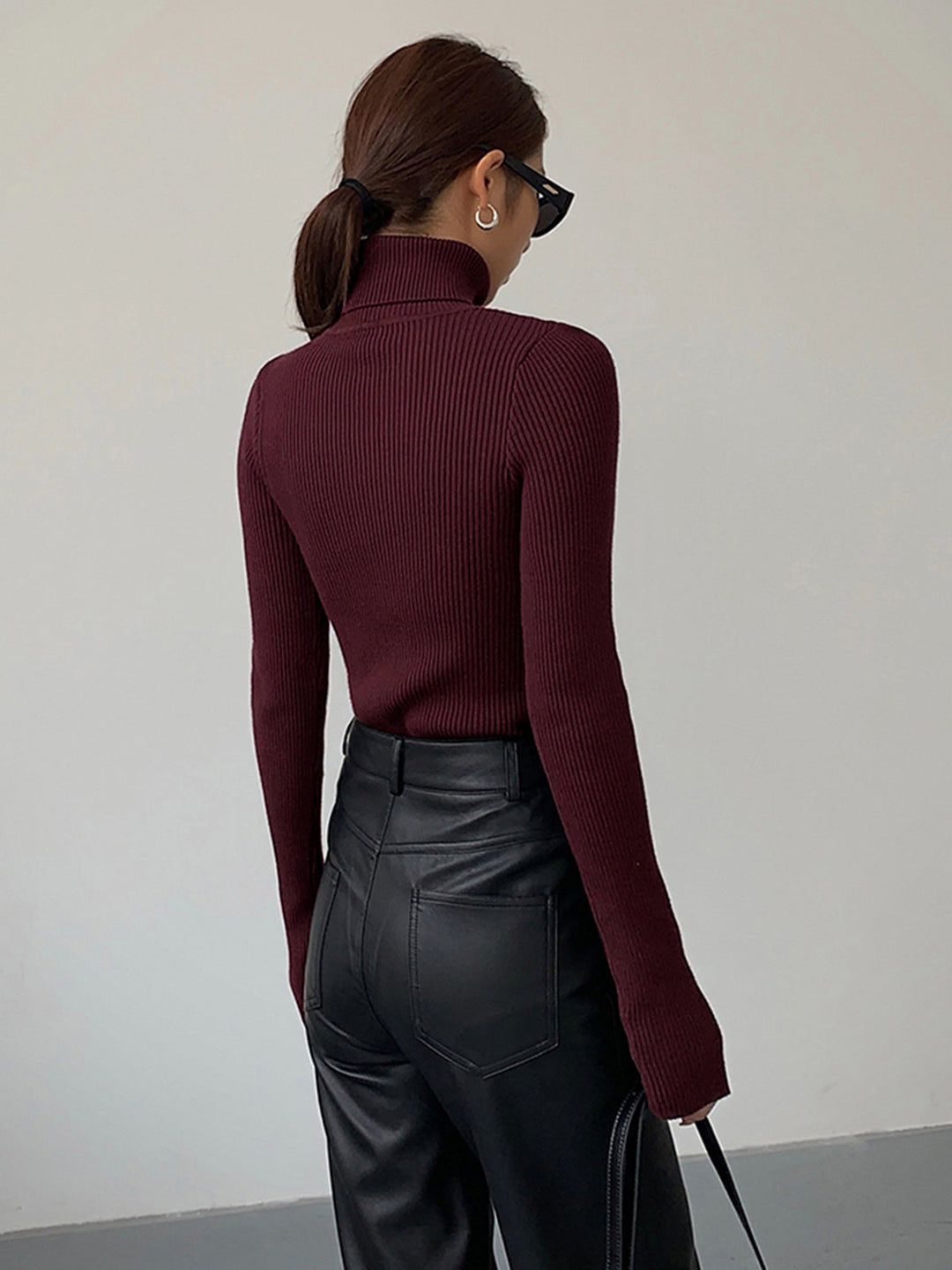 Damen Strickjacke Rollkragen Slim Minimaldesign für Winter (6)