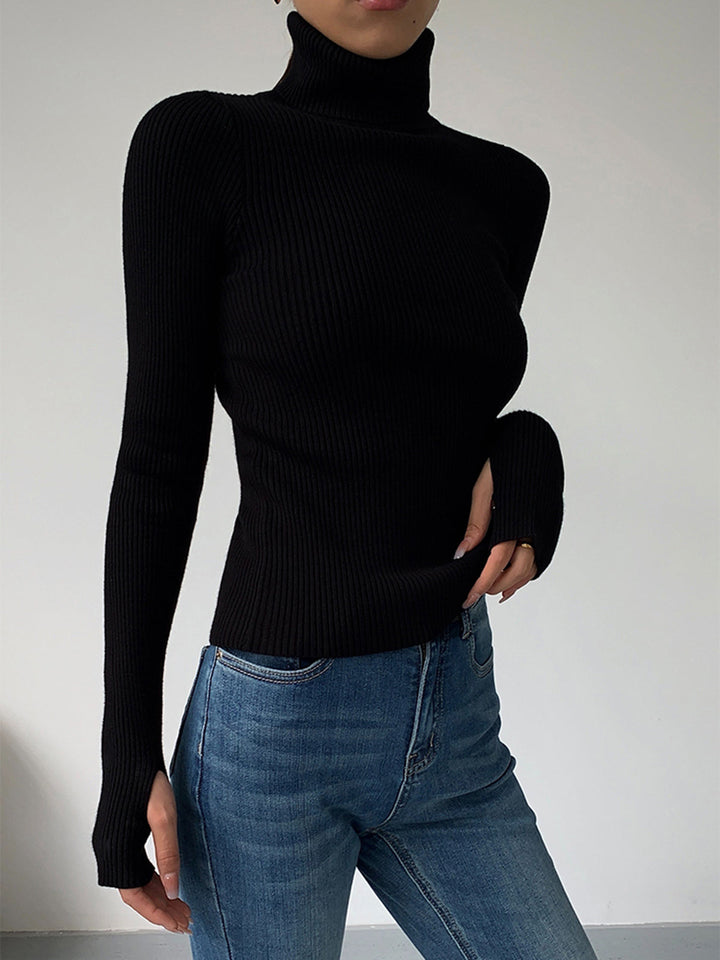 Damen Strickjacke Rollkragen Slim Minimaldesign für Winter (8)