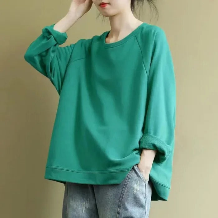 Damen Strickjacke Rundhals im Oversized-Stil in Grün