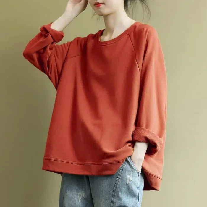 Damen Strickjacke Rundhals im Oversized-Stil in Orange