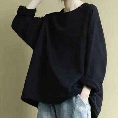 Damen Strickjacke Rundhals im Oversized-Stil in Schwarz