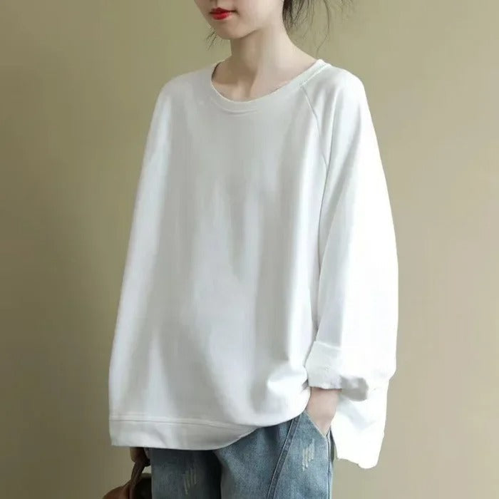 Damen Strickjacke Rundhals im Oversized-Stil in Weiß