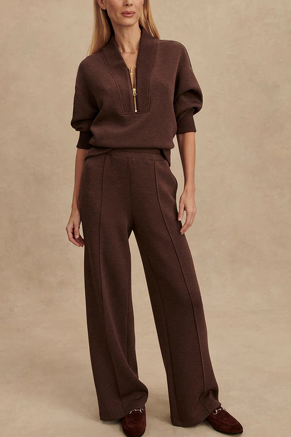 Damen Strickjacke Set mit Komforthose in Braun